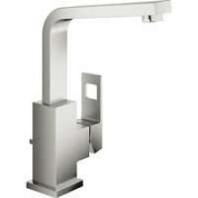 Смеситель для раковины GROHE Eurocube с донным клапаном и высоким изливом, суперсталь (23135DC0)