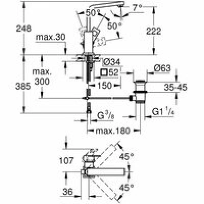 Смеситель для раковины GROHE Eurocube с донным клапаном и высоким изливом, суперсталь (23135DC0) Смеситель для раковины GROHE Eurocube с донным клапаном и высоким изливом, суперсталь (23135DC0)