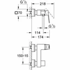 Смеситель для душа GROHE Eurocube, темный графит матовый (23145AL0) Смеситель для душа GROHE Eurocube, темный графит матовый (23145AL0)