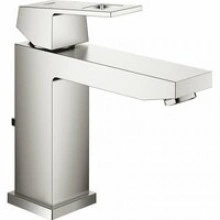 Смеситель для раковины GROHE Eurocube с донным клапаном, суперсталь (23445DC0)