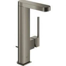 Смеситель для раковины GROHE Plus с донным клапаном и вытяжным изливом, темный графит матовый (23843AL3)