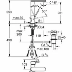 Смеситель для раковины GROHE Plus с донным клапаном и вытяжным изливом, темный графит матовый (23843AL3) Смеситель для раковины GROHE Plus с донным клапаном и вытяжным изливом, темный графит матовый (23843AL3)