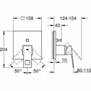 Внешняя часть смесителя для ванны GROHE Eurocube с переключателем на 2 положения, суперсталь (24062DC0) Внешняя часть смесителя для ванны GROHE Eurocube с переключателем на 2 положения, суперсталь (24062DC0)