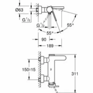 Смеситель для ванны GROHE Plus, темный графит матовый (33553AL3) Смеситель для ванны GROHE Plus, темный графит матовый (33553AL3)