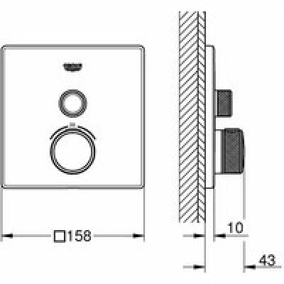 Внешняя часть термостата для душа GROHE Grohtherm SmartControl на 1 потребителя, квадратная, темный графит глянец (29123A00) Внешняя часть термостата для душа GROHE Grohtherm SmartControl на 1 потребителя, квадратная, темный графит глянец (29123A00)