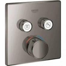 Внешняя часть термостата для душа GROHE Grohtherm SmartControl на 2 потребителя, квадратная, темный графит глянец (29124A00)
