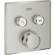 Внешняя часть термостата для ванны и душа GROHE Grohtherm SmartControl на 2 потребителя, квадратная, суперсталь (29124DC0)