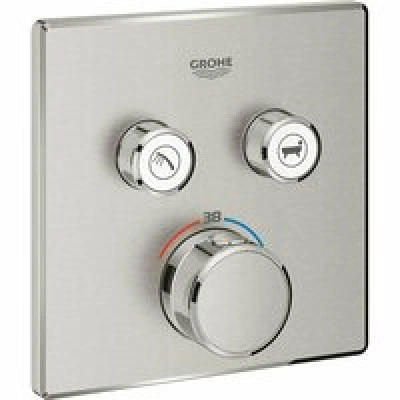 Внешняя часть термостата для ванны и душа GROHE Grohtherm SmartControl на 2 потребителя, квадратная, суперсталь (29124DC0) Внешняя часть термостата для ванны и душа GROHE Grohtherm SmartControl на 2 потребителя, квадратная, суперсталь (29124DC0)
