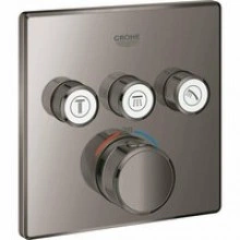 Внешняя часть термостата для душа GROHE Grohtherm SmartControl на 3 потребителя, квадратная, темный графит глянец (29126A00)