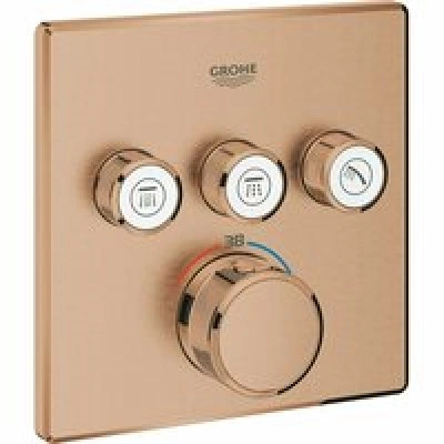 Внешняя часть термостата для душа GROHE Grohtherm SmartControl на 3 потребителя, квадратная, теплый закат матовый (29126DL0) Внешняя часть термостата для душа GROHE Grohtherm SmartControl на 3 потребителя, квадратная, теплый закат матовый (29126DL0)