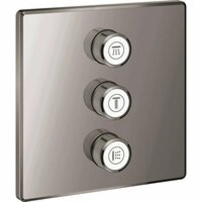 Внешняя часть переключателя потоков GROHE Grohtherm SmartControl на 3 положения, квадратная, темный графит глянец (29127A00)