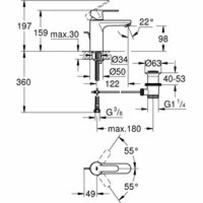Смеситель для раковины GROHE Ge с донным клапаном, хром (23454000) Смеситель для раковины GROHE Ge с донным клапаном, хром (23454000)