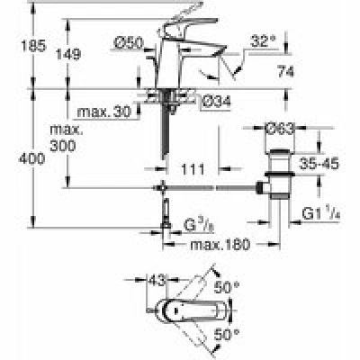 Смеситель для раковины GROHE Eurosmart, S-size, хром (23965003) Смеситель для раковины GROHE Eurosmart, S-size, хром (23965003)