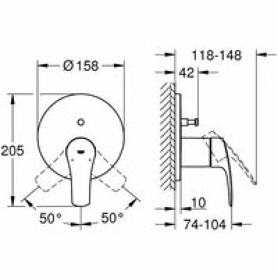 Внешняя часть смесителя для ванны GROHE Eurosmart, хром (24043003) Внешняя часть смесителя для ванны GROHE Eurosmart, хром (24043003)