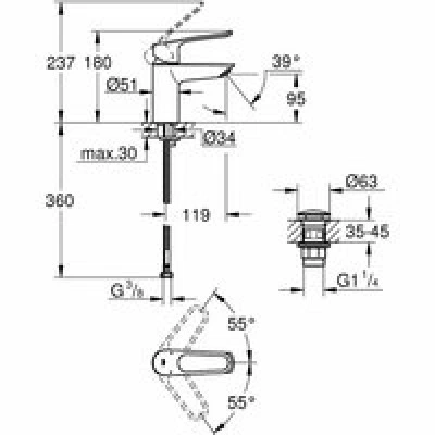 Смеситель для раковины GROHE Eurosmart, S-size, хром (23980003) Смеситель для раковины GROHE Eurosmart, S-size, хром (23980003)