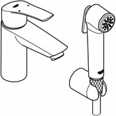 Смеситель для раковины GROHE Eurosmart с гигиеническим душем, S-size, хром (23124003) Смеситель для раковины GROHE Eurosmart с гигиеническим душем, S-size, хром (23124003)
