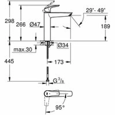 Смеситель для раковины GROHE Eurosmart, XL-size, хром (24164003) Смеситель для раковины GROHE Eurosmart, XL-size, хром (24164003)
