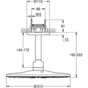 Верхний душ GROHE Rainshower SmartActive 310, 2 режима, 142 мм, темный графит глянцевый (26477A00) Верхний душ GROHE Rainshower SmartActive 310, 2 режима, 142 мм, темный графит глянцевый (26477A00)
