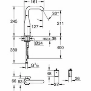 Смеситель для раковины GROHE Essence E инфракрасный, с регулировкой температуры, питание от батареи 6V, темный графит матовый (36445AL0) Смеситель для раковины GROHE Essence E инфракрасный, с регулировкой температуры, питание от батареи 6V, темный графит матовый (36445AL0)