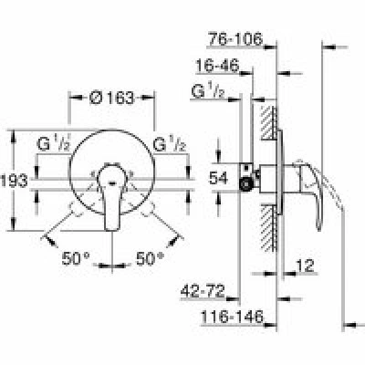 Смеситель для душа GROHE Eurosmart скрытого монтажа, в комплекте с монтажной частью, хром (33556002) Смеситель для душа GROHE Eurosmart скрытого монтажа, в комплекте с монтажной частью, хром (33556002)