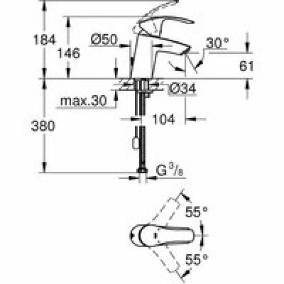Смеситель для раковины GROHE Eurosmart с цепочкой, хром (33188002) Смеситель для раковины GROHE Eurosmart с цепочкой, хром (33188002)