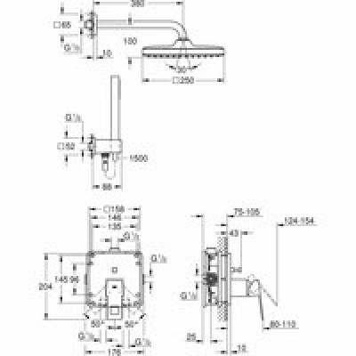 Душевая система GROHE Eurocube, с верхним душем Tempesta 250 Cube, хром (25239000) Душевая система GROHE Eurocube, с верхним душем Tempesta 250 Cube, хром (25239000)