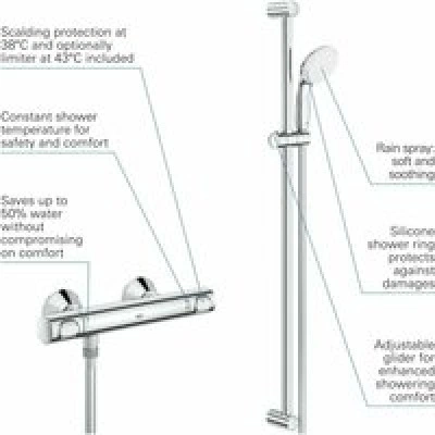 Термостат для душа GROHE Grohtherm 500 с душевым гарнитуром, хром (34797000) Термостат для душа GROHE Grohtherm 500 с душевым гарнитуром, хром (34797000)