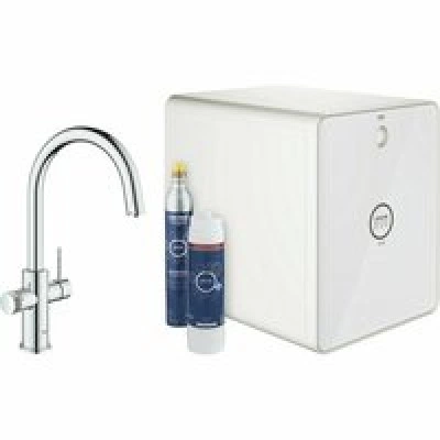 Смеситель для кухонной мойки GROHE Blue Red in One с системой охлаждения, нагревания и газирования воды, с Wi-Fi, хром (31852000)