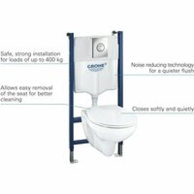 Комплект инсталляции GROHE Solido 4 в 1 с подвесным унитазом и сиденьем (39498000) Комплект инсталляции GROHE Solido 4 в 1 с подвесным унитазом и сиденьем (39498000)