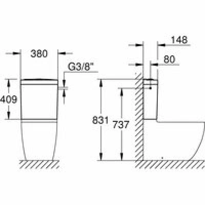 Смывной бачок для унитаза GROHE Bau Ceramic, альпин-белый (39911000) Смывной бачок для унитаза GROHE Bau Ceramic, альпин-белый (39911000)