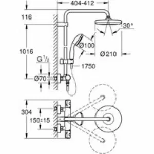 Душевая система GROHE Bau System 210 с термостатом для душа, хром (26699000) Душевая система GROHE Bau System 210 с термостатом для душа, хром (26699000)