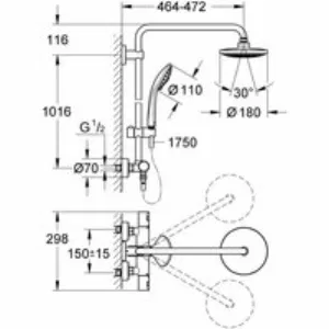Душевая система GROHE Vitalio Joy System 210 с термостатом для душа, хром (27965000) Душевая система GROHE Vitalio Joy System 210 с термостатом для душа, хром (27965000)