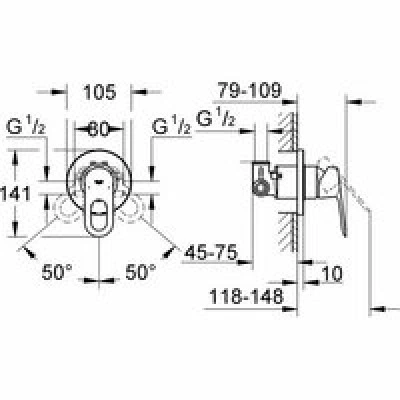 Набор для гигиенического душа GROHE BauLoop скрытого монтажа, хром (125078) Набор для гигиенического душа GROHE BauLoop скрытого монтажа, хром (125078)