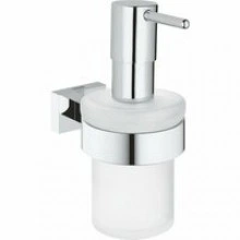 Дозатор жидкого мыла с держателем GROHE Essentials Cube, хром (40756001)