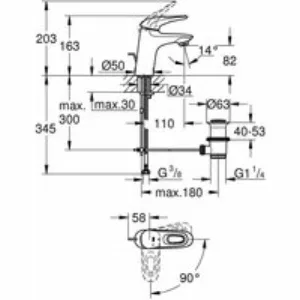Смеситель для раковины GROHE Eurostyle, S-size, белая луна (23374LS3) Смеситель для раковины GROHE Eurostyle, S-size, белая луна (23374LS3)