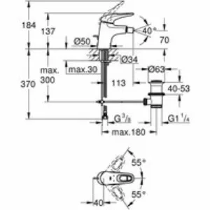 Смеситель для биде GROHE Eurostyle с донным клапаном, S-size, белая луна (33565LS3) Смеситель для биде GROHE Eurostyle с донным клапаном, S-size, белая луна (33565LS3)
