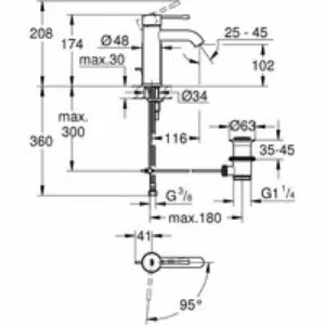 Смеситель для раковины GROHE Essence с донным клапаном, S-size, хром (23591001) Смеситель для раковины GROHE Essence с донным клапаном, S-size, хром (23591001)