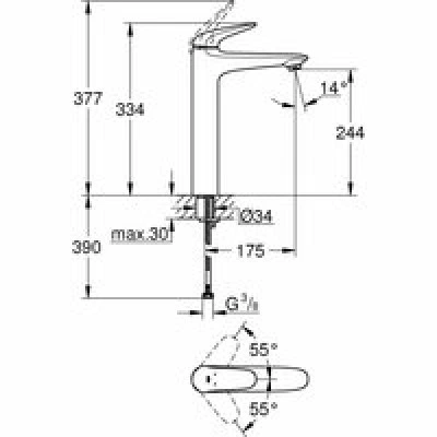 Смеситель для раковины GROHE Eurostyle, XL-size, белая луна (23719LS3) Смеситель для раковины GROHE Eurostyle, XL-size, белая луна (23719LS3)