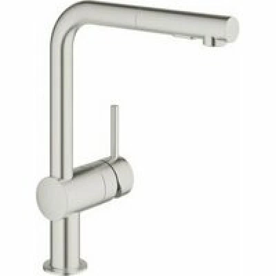 Смеситель для кухни GROHE Minta с вытяжным душем, L-образный излив, суперсталь (30274DC0) Смеситель для кухни GROHE Minta с вытяжным душем, L-образный излив, суперсталь (30274DC0)