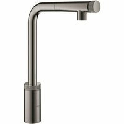 Смеситель для кухни GROHE Minta SmartControl с вытяжным L-изливом, темный графит глянец (31613A00)
