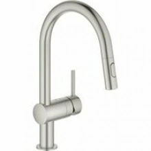 Смеситель для кухни GROHE Minta с вытяжным душем, C-образный излив, суперсталь (32321DC2)