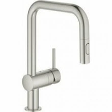 Смеситель для кухни GROHE Minta с вытяжным душем, U-образный излив, суперсталь (32322DC2)