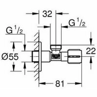 Угловой вентиль 1/2 GROHE, теплый закат глянец (22041DA0) Угловой вентиль 1/2 GROHE, теплый закат глянец (22041DA0)