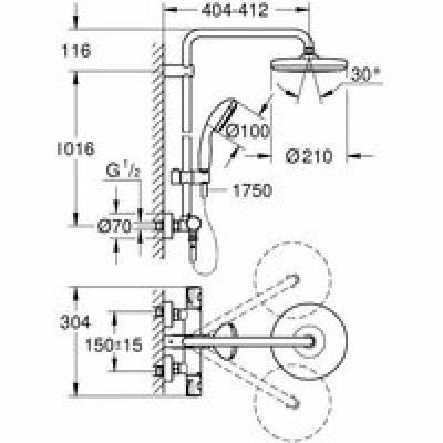 Душевая система GROHE Tempesta System 210 с термостатом для душа, хром (26811000) Душевая система GROHE Tempesta System 210 с термостатом для душа, хром (26811000)