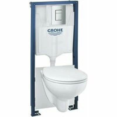 Комплект инсталляции GROHE Solido 4 в 1, с подвесным унитазом Lecico Sydney, сиденьем с крышкой и панелью смыва Skate Air (хром) (39460000) Комплект инсталляции GROHE Solido 4 в 1, с подвесным унитазом Lecico Sydney, сиденьем с крышкой и панелью смыва Skate Air (хром) (39460000)