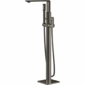 Внешняя часть смесителя для ванны GROHE Allure напольного монтажа, темный графит глянец (25222A01) Внешняя часть смесителя для ванны GROHE Allure напольного монтажа, темный графит глянец (25222A01)