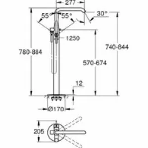 Внешняя часть смесителя для ванны GROHE Essence напольного монтажа, холодный рассвет глянец (25248GL1) Внешняя часть смесителя для ванны GROHE Essence напольного монтажа, холодный рассвет глянец (25248GL1)
