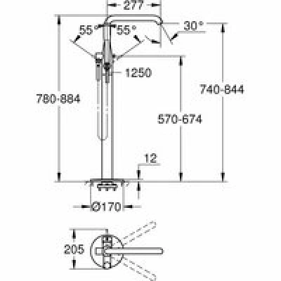 Внешняя часть смесителя для ванны GROHE Essence напольного монтажа, холодный рассвет глянец (25248GL1) Внешняя часть смесителя для ванны GROHE Essence напольного монтажа, холодный рассвет глянец (25248GL1)
