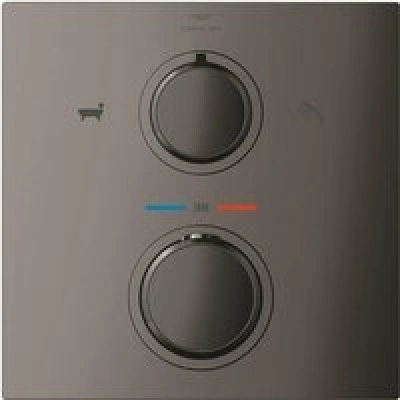 Внешняя часть термостата для ванны GROHE Allure скрытого монтажа на 2 потребителя, квадратная, темный графит глянец (19446A02) Внешняя часть термостата для ванны GROHE Allure скрытого монтажа на 2 потребителя, квадратная, темный графит глянец (19446A02)