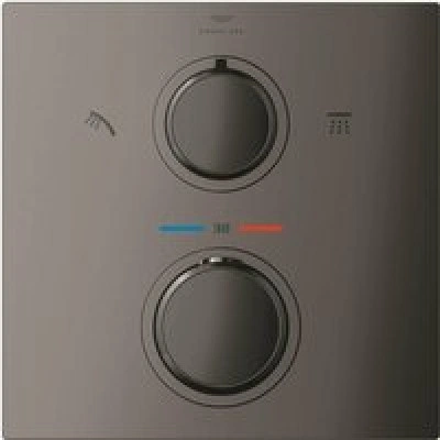 Внешняя часть термостата для душа GROHE Allure скрытого монтажа на 2 потребителя, квадратная, темный графит глянец (29181A02) Внешняя часть термостата для душа GROHE Allure скрытого монтажа на 2 потребителя, квадратная, темный графит глянец (29181A02)